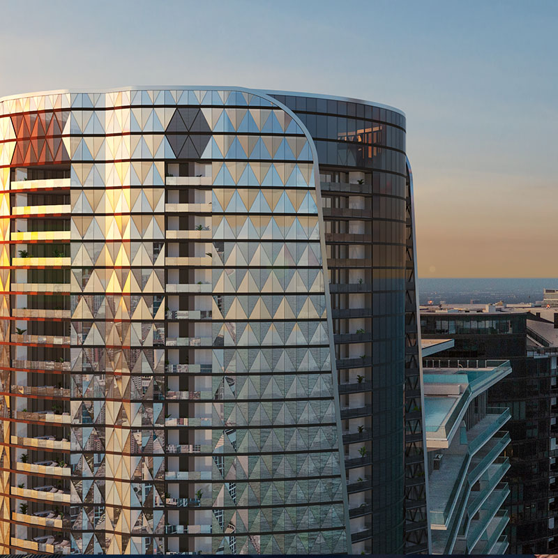 Bentley Residences Sunny Isles Beach — 62-story ultra-luxury oceanfront tower rising 749 feet at sunset, the tallest beachfront building in the United States