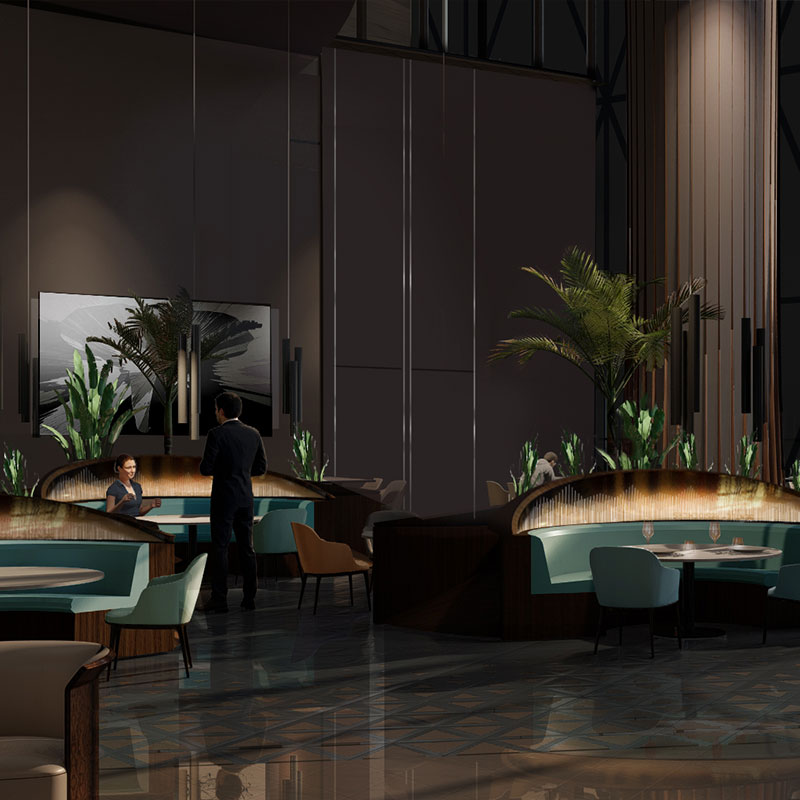 Bentley Residences fine dining restaurant with ocean views and Bentley Home interior design