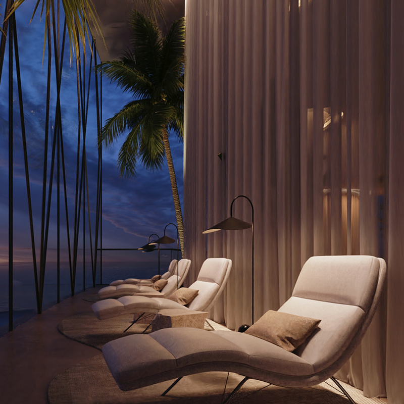 Bentley Residences state-of-the-art wellness centre and spa terrace with ocean views